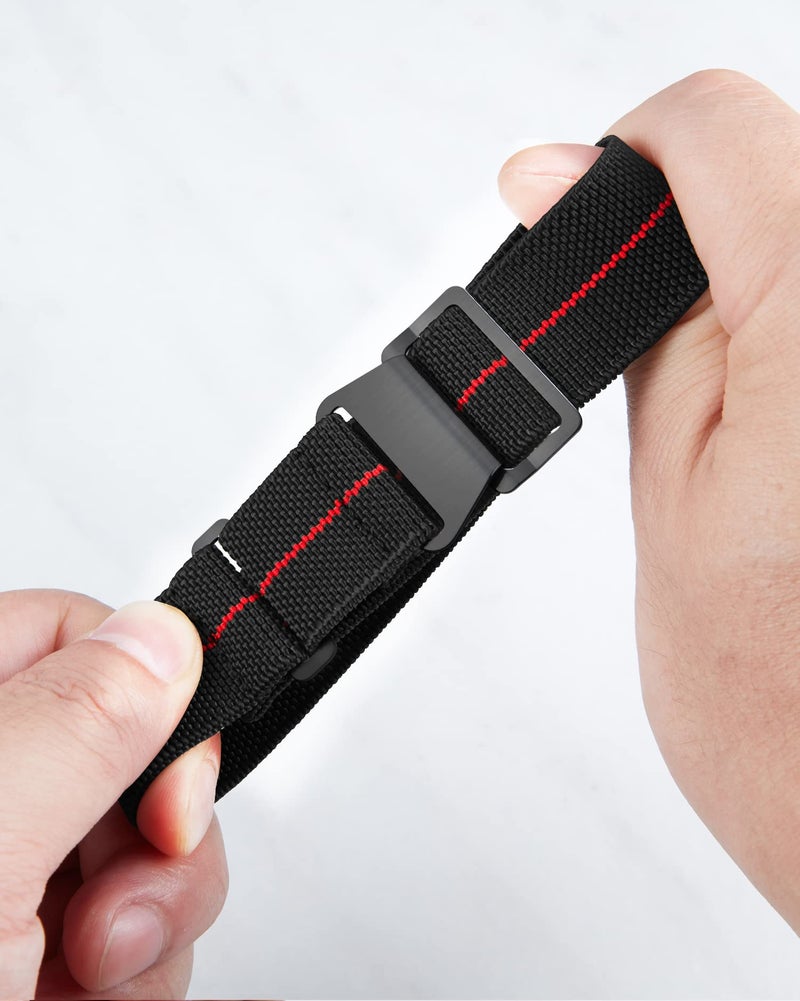 BINLUN Elastic Nylon Watch Band 18mm 20mm 22mm Marine Nationale Fabric Military Parachute Replacement Watch Strap Men Women Silver & Black Buckle - Upgraded Hook-and-Loop Buckle - Image 2